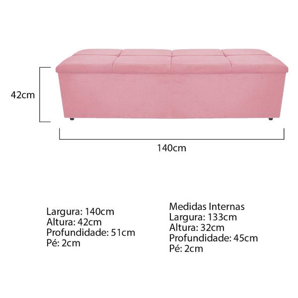 Imagem de Calçadeira Munique 140 cm Casal Suede Rosa Bebê AM Decor