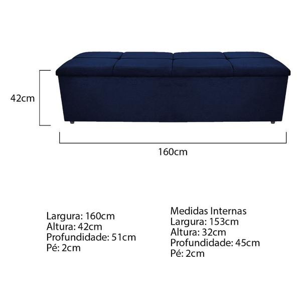 Imagem de Calçadeira Munique 160 cm Queen Size Suede Azul Marinho AM Decor