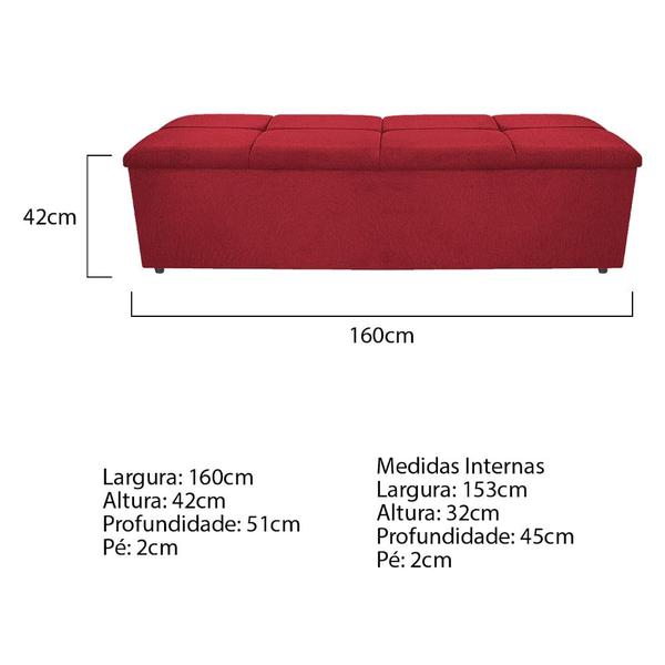 Imagem de Calçadeira Munique 160 cm Queen Size Suede Vermelho AM Decor