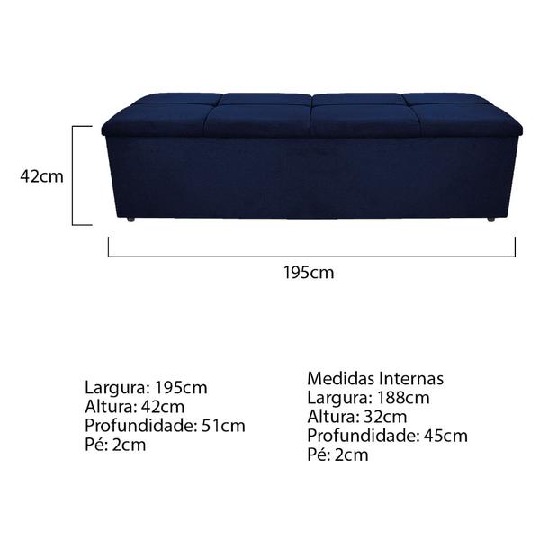 Imagem de Calçadeira Munique 195 cm King Size Suede Azul Marinho AM Decor