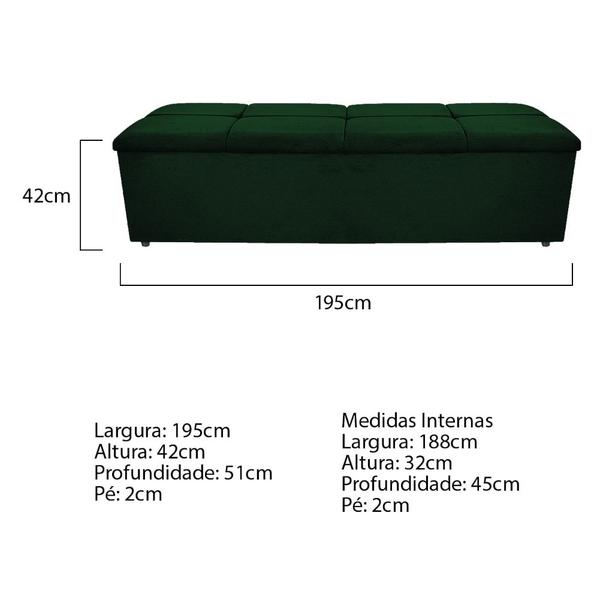 Imagem de Calçadeira Munique 195 cm King Size Suede Verde AM Decor