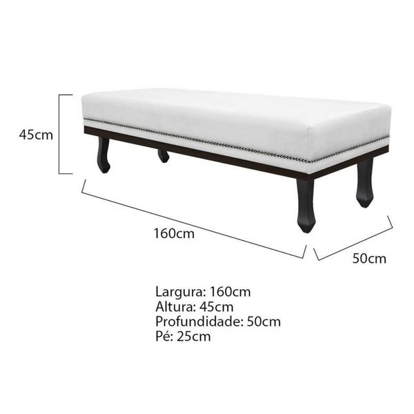 Imagem de Calçadeira Queen Orlando P02 160 cm para cama Box Sintético Branco - Amarena Móveis