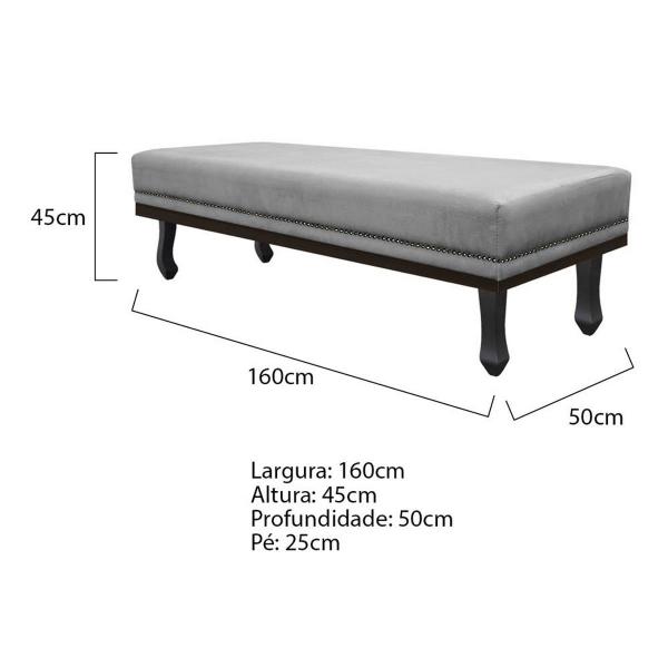 Imagem de Calçadeira Queen Orlando P02 160 cm para cama Box Suede - Doce Sonho Móveis