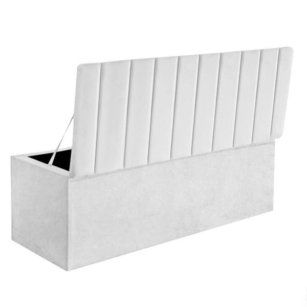 Imagem de Calçadeira Recamier Baú Carla 90cm Solteiro Para Quarto Box material sintético Branco - Ahz Móveis