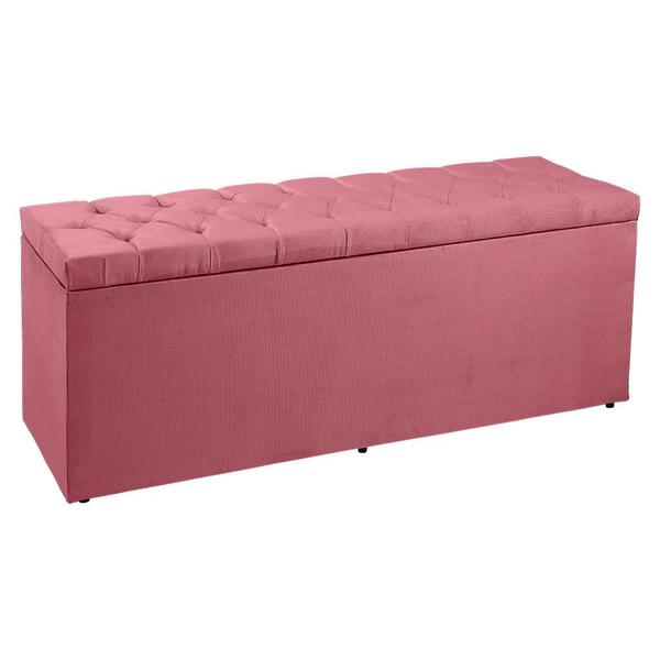 Imagem de Calçadeira Recamier Baú Casal 1,40m Madrid Suede Rosa - Pallazio