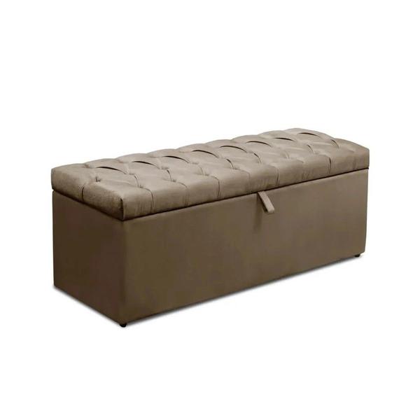 Imagem de Calçadeira Recamier Baú Casal King 195 cm Italia Suede Capuccino - DS Móveis