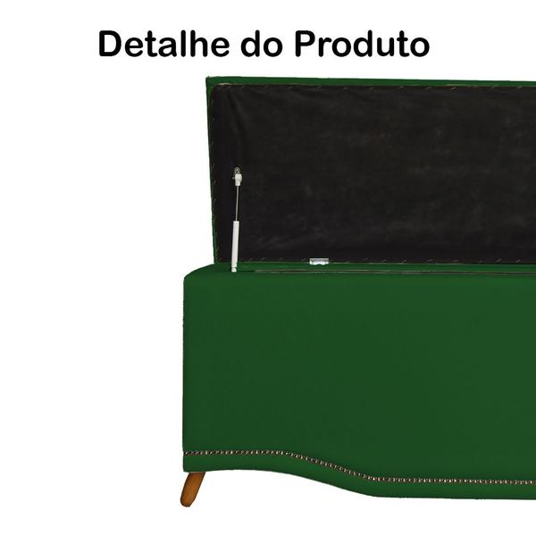 Imagem de Calçadeira Recamier Baú Casal King 195cm Greta Suede Verde - DS Estofados