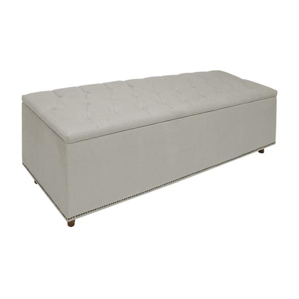 Imagem de Calçadeira Recamier Baú Casal Queen 160cm Diana Suede Bege - DS Estofados