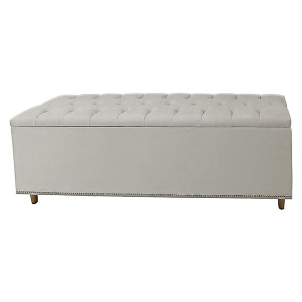 Imagem de Calçadeira Recamier Baú Casal Queen 160cm Diana Suede Bege - DS Estofados