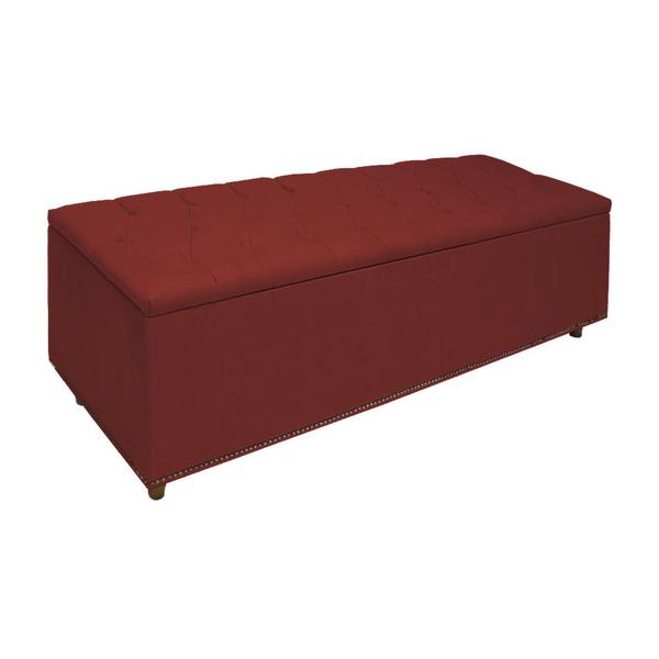 Imagem de Calçadeira Recamier Baú Casal Queen 160cm Diana Suede Vermelho - DS Estofados