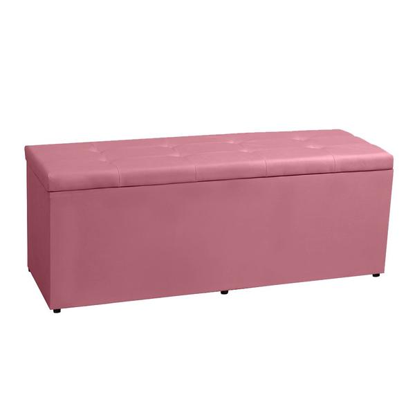 Imagem de Calçadeira Recamier Baú King 1,95m Berlim Suede Rosa - Pallazio