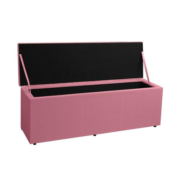 Imagem de Calçadeira Recamier Baú King 1,95m Berlim Suede Rosa - Pallazio