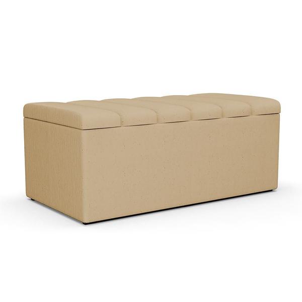 Imagem de Calçadeira Recamier Baú Para Cama Box Solteiro Dália 100x50 Cm W01 Linho Bege Escuro - Lyam Decor