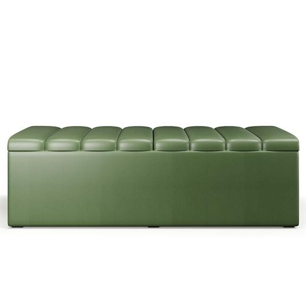 Imagem de Calçadeira Recamier Baú Para Cama De Casal Dália 140x50 Cm W01 Facto Verde Musgo - Lyam Decor