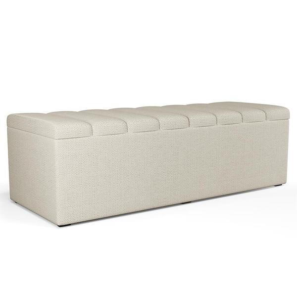 Imagem de Calçadeira Recamier Baú Para Cama De Casal King Dália 195x50 cm W01 Linho Champagne - Lyam