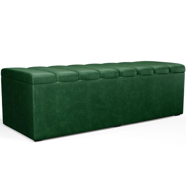 Imagem de Calçadeira Recamier Baú Para Cama De Casal King Dália 195x50 cm W01 material sintético Verde Musgo - Lyam