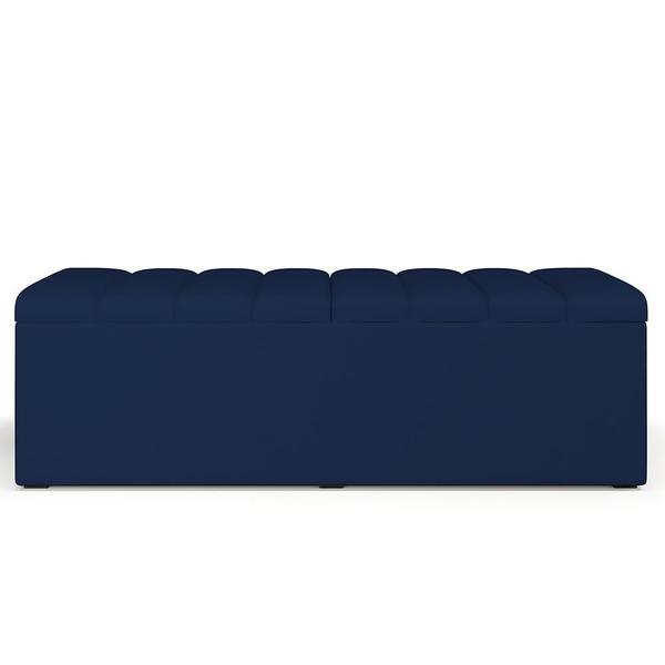 Imagem de Calçadeira Recamier Baú Para Cama De Casal King Dália 195x50 cm W01 Suede Azul Marinho - Lyam