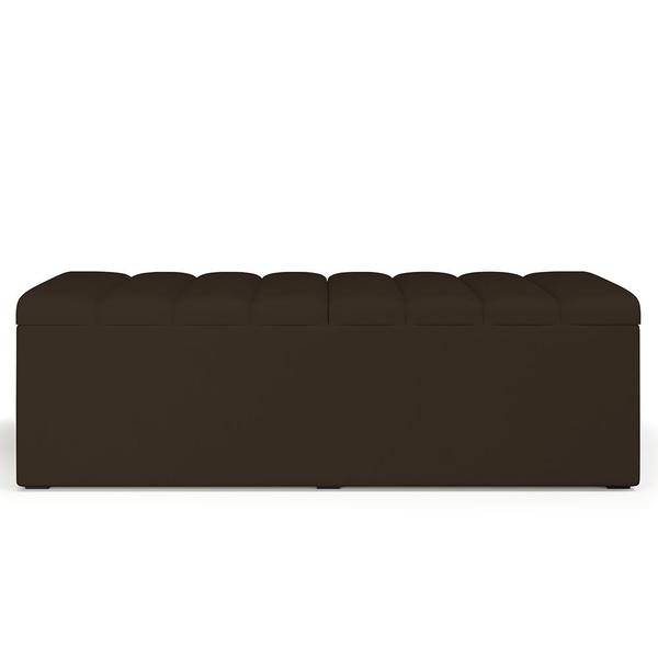 Imagem de Calçadeira Recamier Baú Para Cama De Casal King Dália 195x50 cm W01 Suede Marrom - Lyam