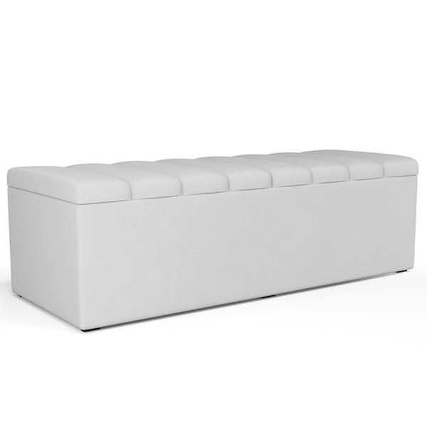 Imagem de Calçadeira Recamier Baú Para Cama De Casal Queen Dália 160x50 Cm W01 Facto Branco - Lyam Decor