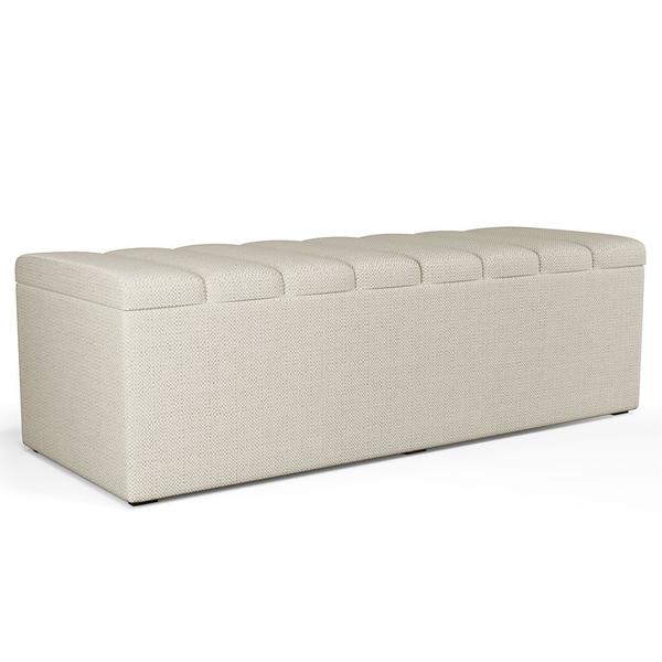 Imagem de Calçadeira Recamier Baú Para Cama De Casal Queen Dália 160x50 Cm W01 Linho Champagne - Lyam Decor