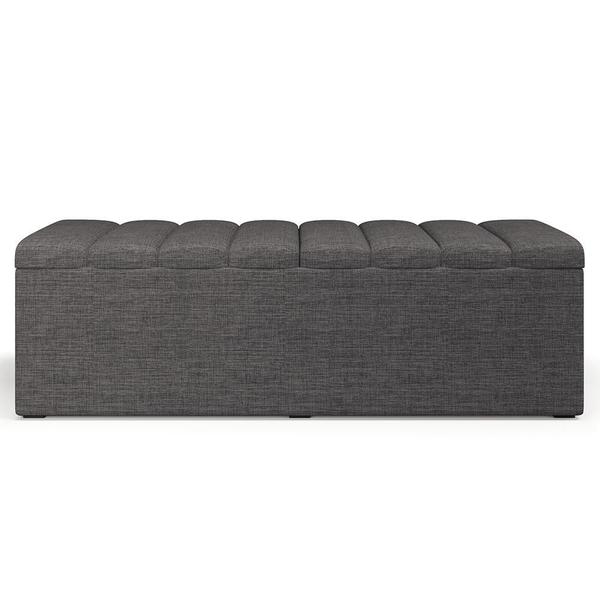 Imagem de Calçadeira Recamier Baú Para Cama De Casal Queen Dália 160x50 Cm W01 Linho Cinza Escuro - Lyam Decor