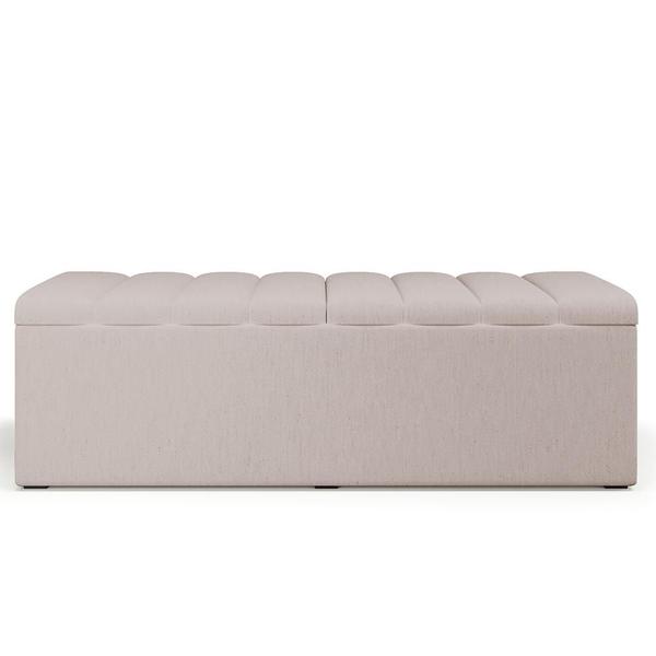 Imagem de Calçadeira Recamier Baú Para Cama De Casal Queen Dália 160x50 Cm W01 Linho Cru - Lyam Decor