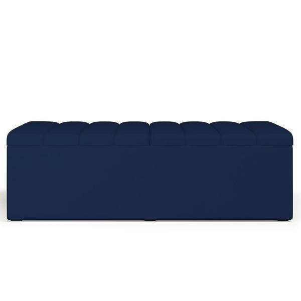 Imagem de Calçadeira Recamier Baú Para Cama De Casal Queen Dália 160x50 Cm W01 Suede Azul Marinho - Lyam Decor