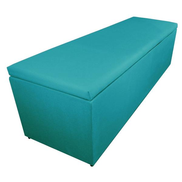 Imagem de Calçadeira Recamier Baú Solteiro 90cm Eva Suede Azul Turquesa - DS Estofados