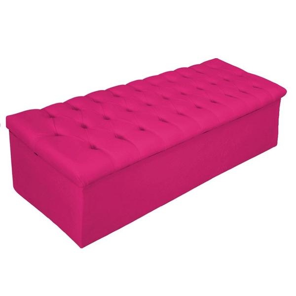 Imagem de Calçadeira Recamier Estofada Baú Mel Capitonê 140 cm Suede Pink Quarto - AM Decor