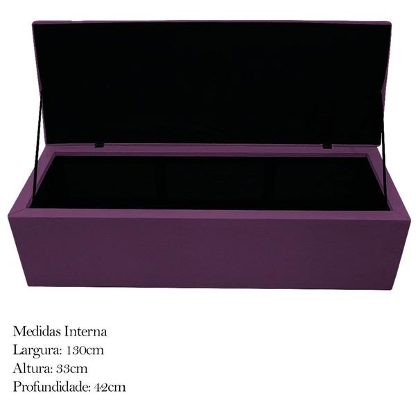 Imagem de Calçadeira Recamier Estofada Baú Mel Capitonê 140 cm Suede Roxo Quarto - AM Decor