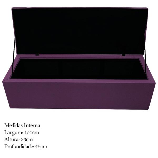 Imagem de Calçadeira Recamier Estofada Baú Mel Capitonê 160 cm Suede Roxo Quarto - AM Decor