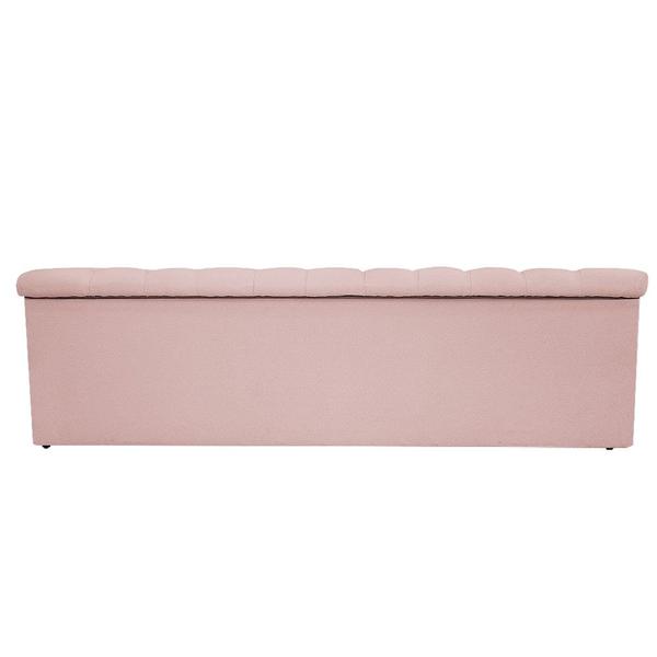 Imagem de Calçadeira Recamier Estofada Baú Mel Capitonê 195 cm Suede Rosê Quarto - AM Decor