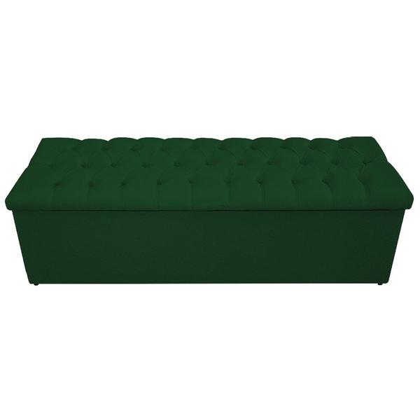 Imagem de Calçadeira Recamier Estofada Baú Mel Capitonê 195 cm Suede Verde Quarto - AM Decor