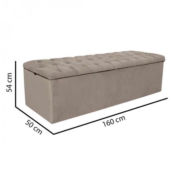 Imagem de Calçadeira Recamier Estofada Inglaterra 160cm Queen Size Capitonê Suede Bege - Ahz Móveis