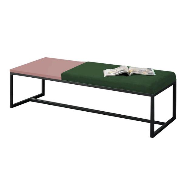 Imagem de Calçadeira Recamier Londres 160cm Industrial Preto Suede Verde Tampo Quadrado MDF Rose - Ahazzo Móveis