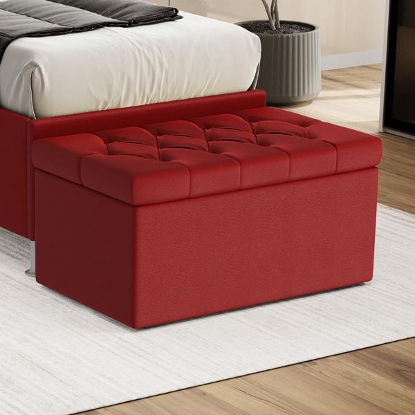 Imagem de Calçadeira Sagitarius 90 Solteiro Decorativa A-020 Couro Artificial Vermelho Aradecor