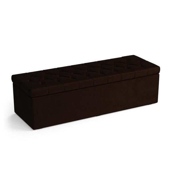 Imagem de Calçadeira Sagitarius Estofada 140 para Cama Box de Casal N-027 Veludo Marrom Chocolate Aradecor