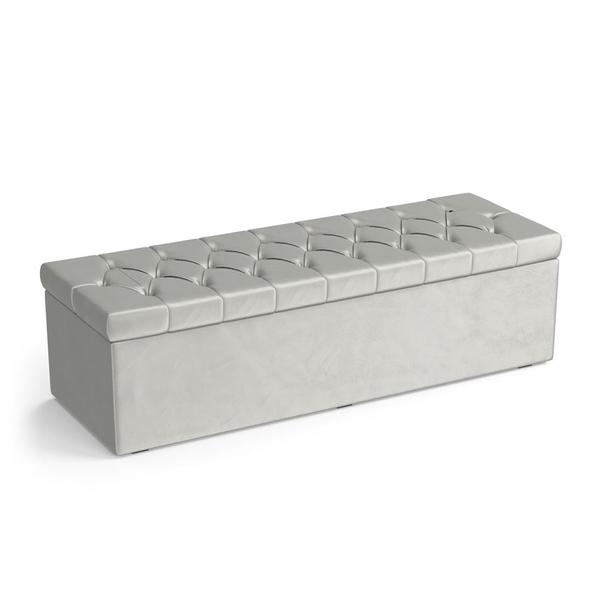 Imagem de Calçadeira Sagitarius Estofada 160 para Cama Box Queen N-023 Veludo Cinza Claro Aradecor