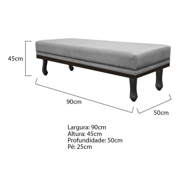 Imagem de Calçadeira Solteiro Orlando P02 90 cm para cama Box Suede - Amarena Móveis