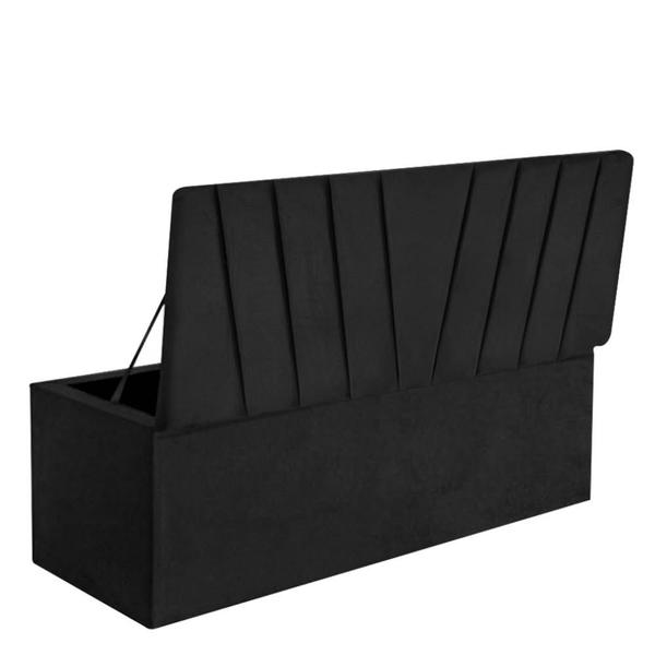 Imagem de Calçadeora Baú Recamier Solteiro 90CM Bélgica material sintético Preto - D A DECOR