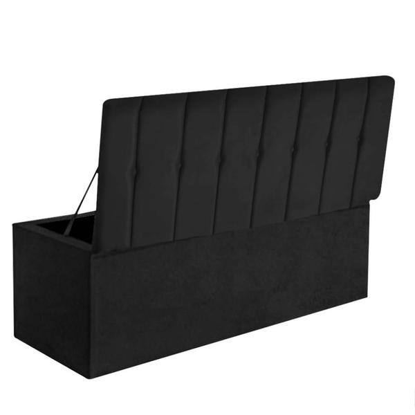 Imagem de Calçadeora Baú Recamier Solteiro 90CM Kiara Suede Preto - D A DECOR