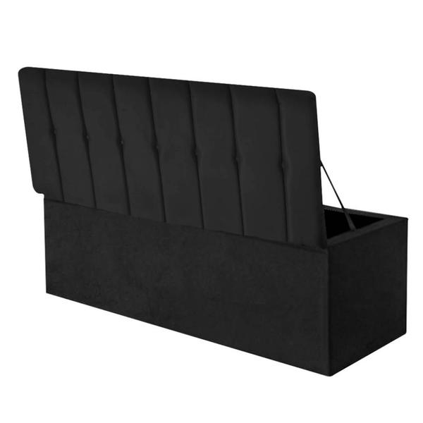 Imagem de Calçadeora Baú Recamier Solteiro 90CM Kiara Suede Preto - D A DECOR