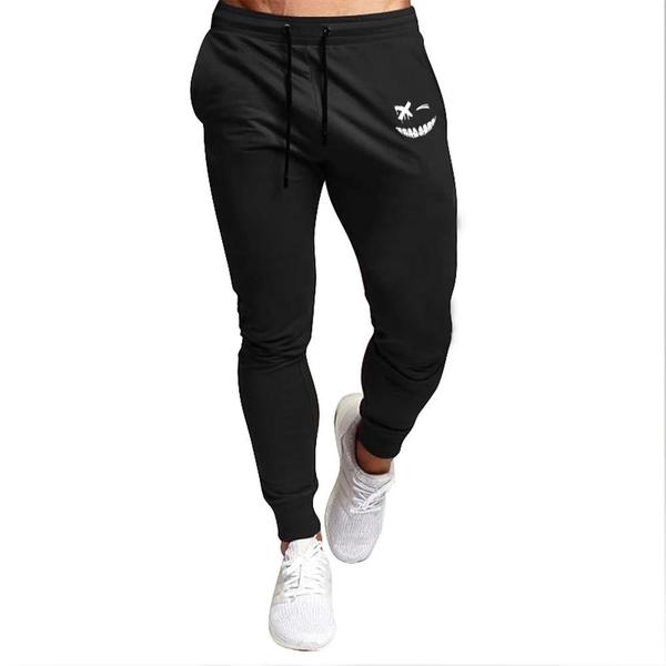 Imagem de Calças de Jogging Masculinas com Estampa Anime Smiley Face - Ideal para Fitness e Treino