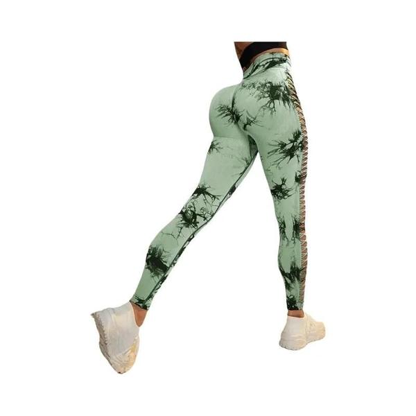 Imagem de Calças de Yoga Femininas com Tintura Tie-Dye - Modelagem Peach Lift para Atividades ao Ar Livre