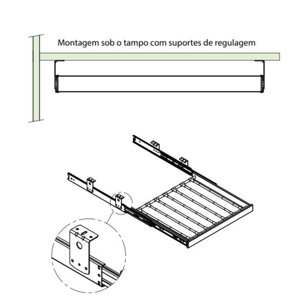 Imagem de Calceiro Deslizante Aluminio Fosco 800mm cd 135 Fgvtn