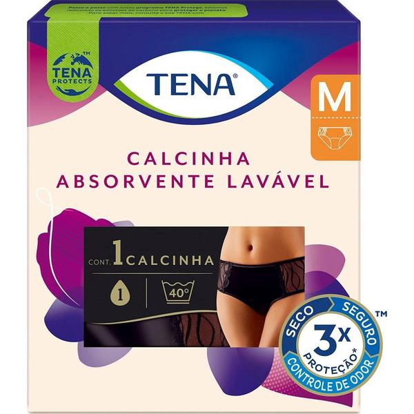 Imagem de Calcinha Absorvente para Incontinência Urinária Tena Preta Tamanho M