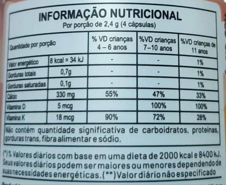 Imagem de Cálcio Com Vitamina D e K  Em Goma Mástigavel Sabor Morango 600mg 90 Capsulas