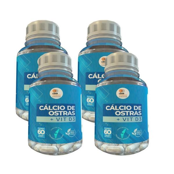 Imagem de Cálcio De Ostra - 60 Caps 500mg Kit Com - 4 Potes