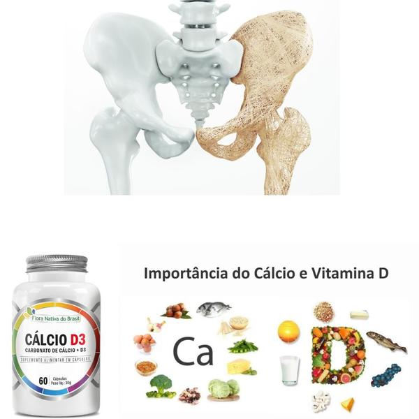 Imagem de Calcio e Vitamina D3 500mg - 60 Cápsulas - Suplemento Mineral