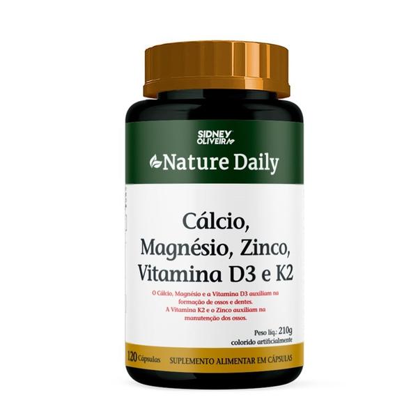 Imagem de Cálcio + Magnésio + Zinco + Vitamina D3 + K2 Nature Daily 120 Cápsulas - Mais vendido